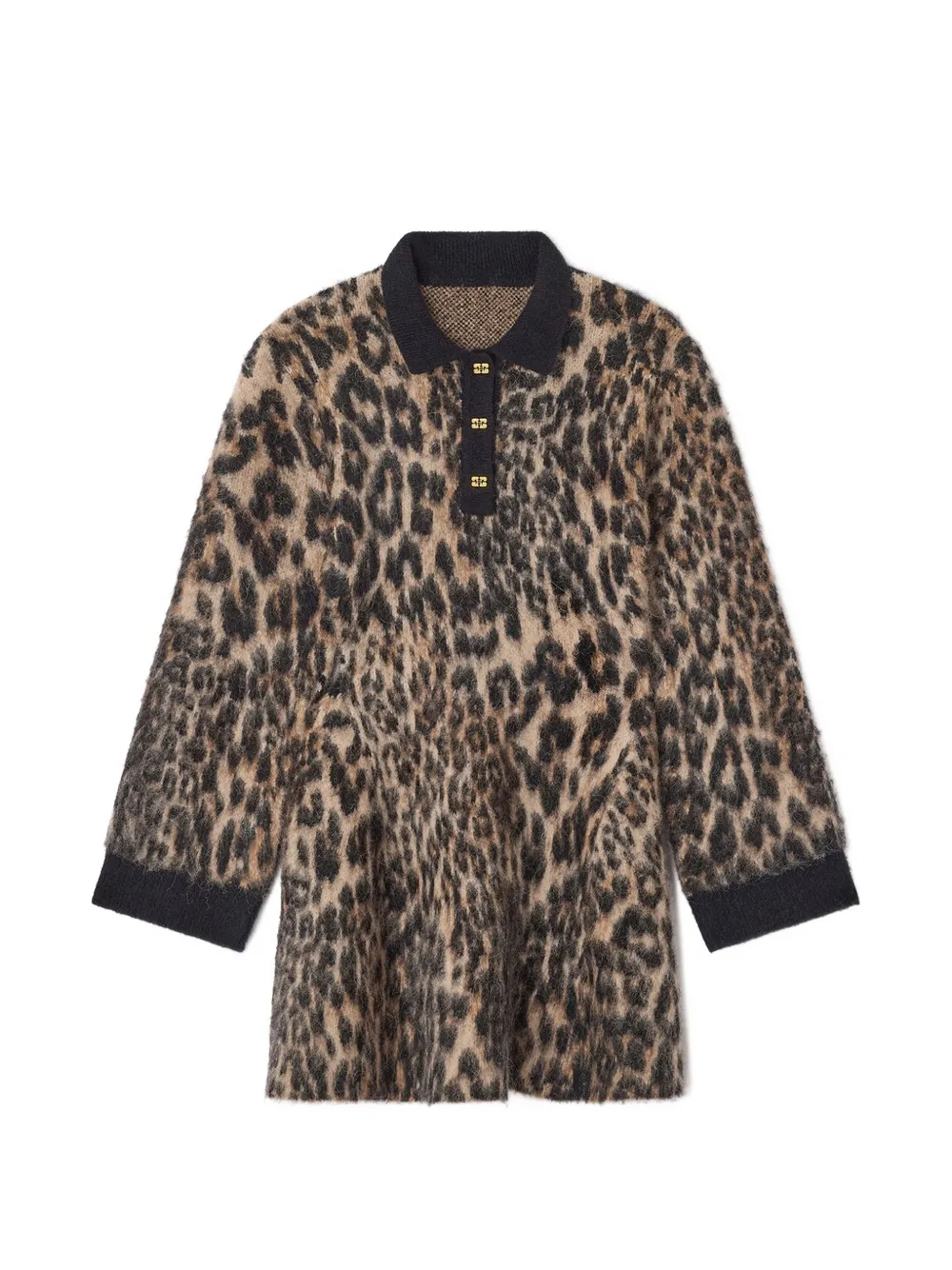 GANNI Mini-jurk met luipaardprint Beige