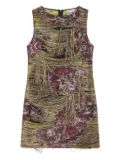 GANNI tapestry fringed mini dress - Green