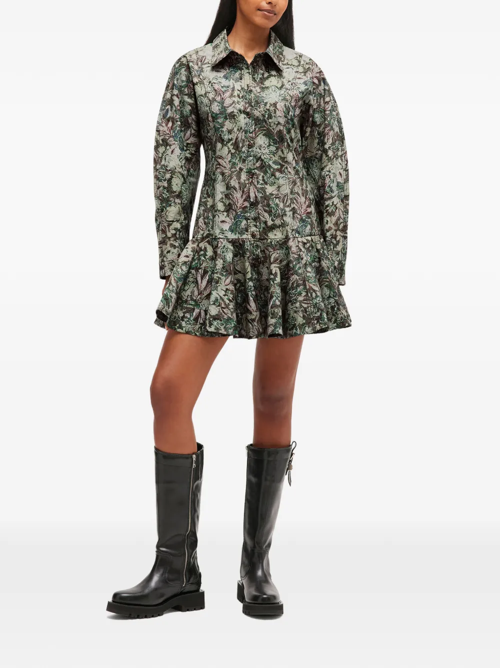 Floral-Print Buttoned Dress
