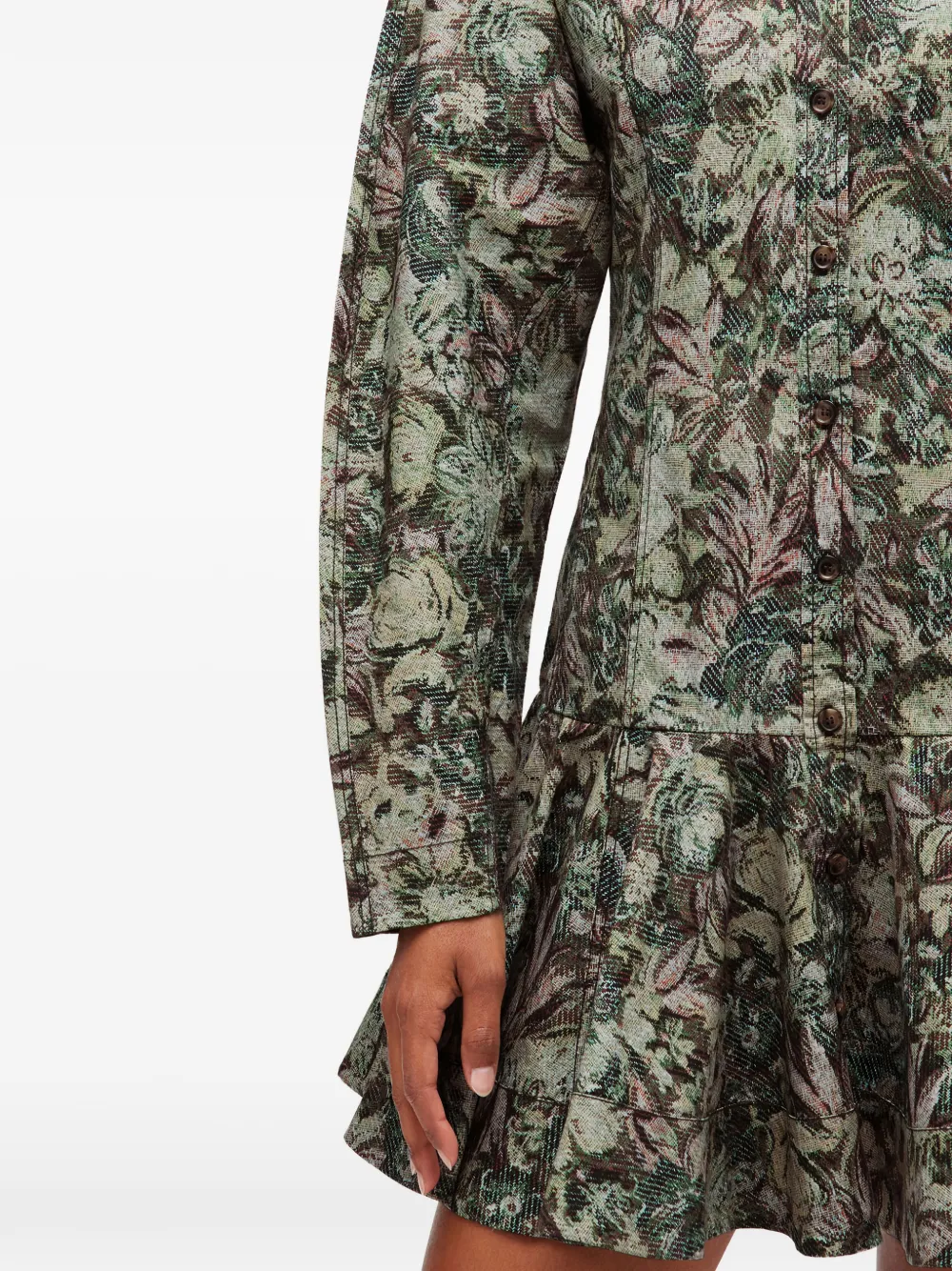 Floral-Print Buttoned Dress