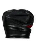 Lika draped faux-leather top - Black