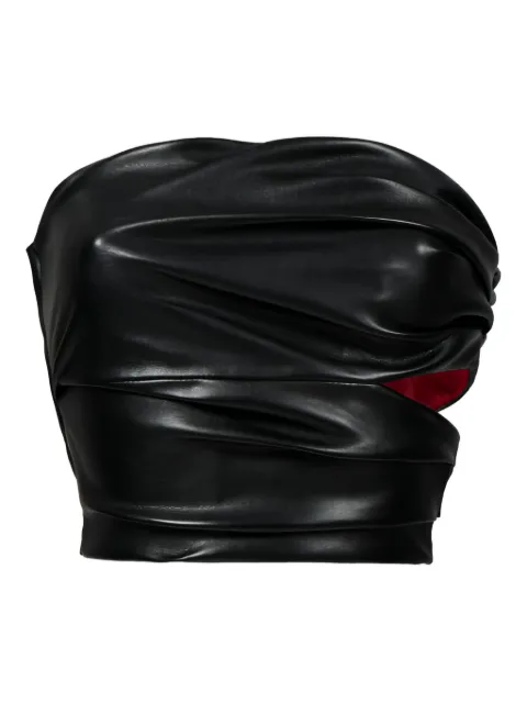 Lika draped faux-leather top