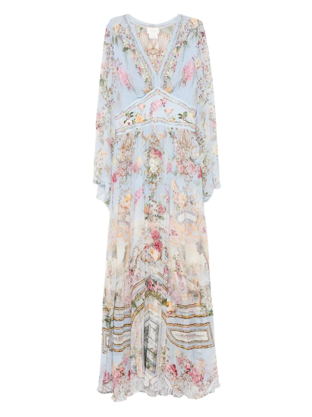 Camilla floral-print embellished maxi dress Blauw