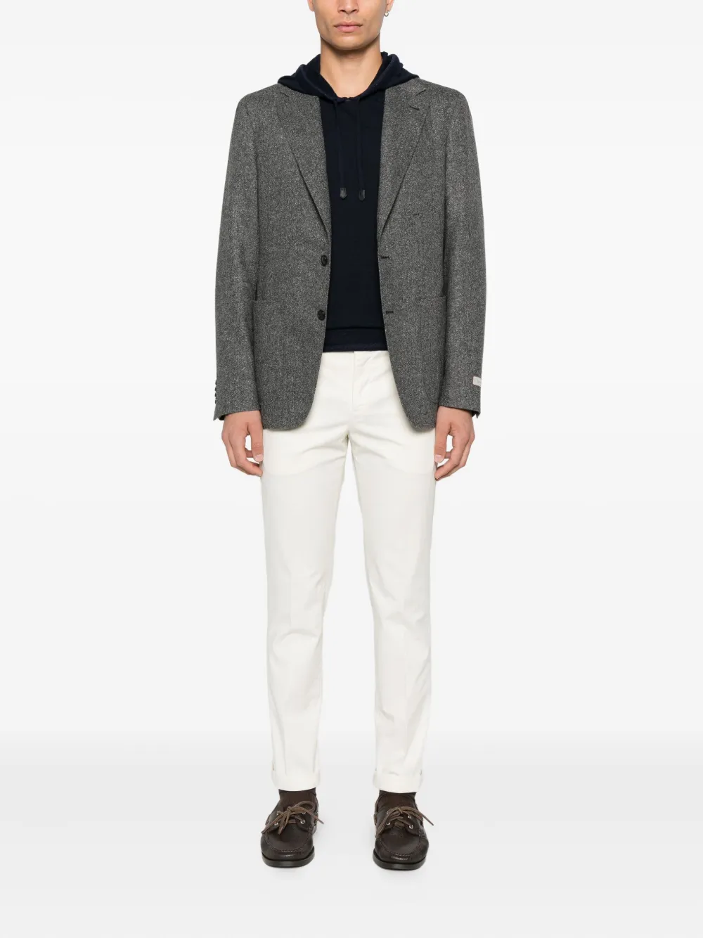 Canali Hoodie van merinowol Blauw