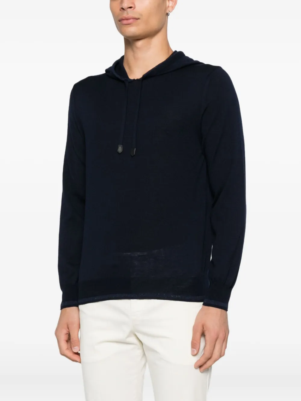 Canali Hoodie van merinowol Blauw