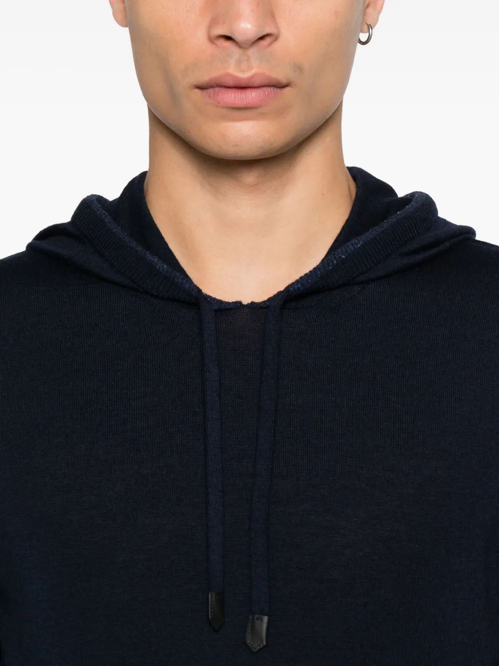 Canali Hoodie van merinowol Blauw