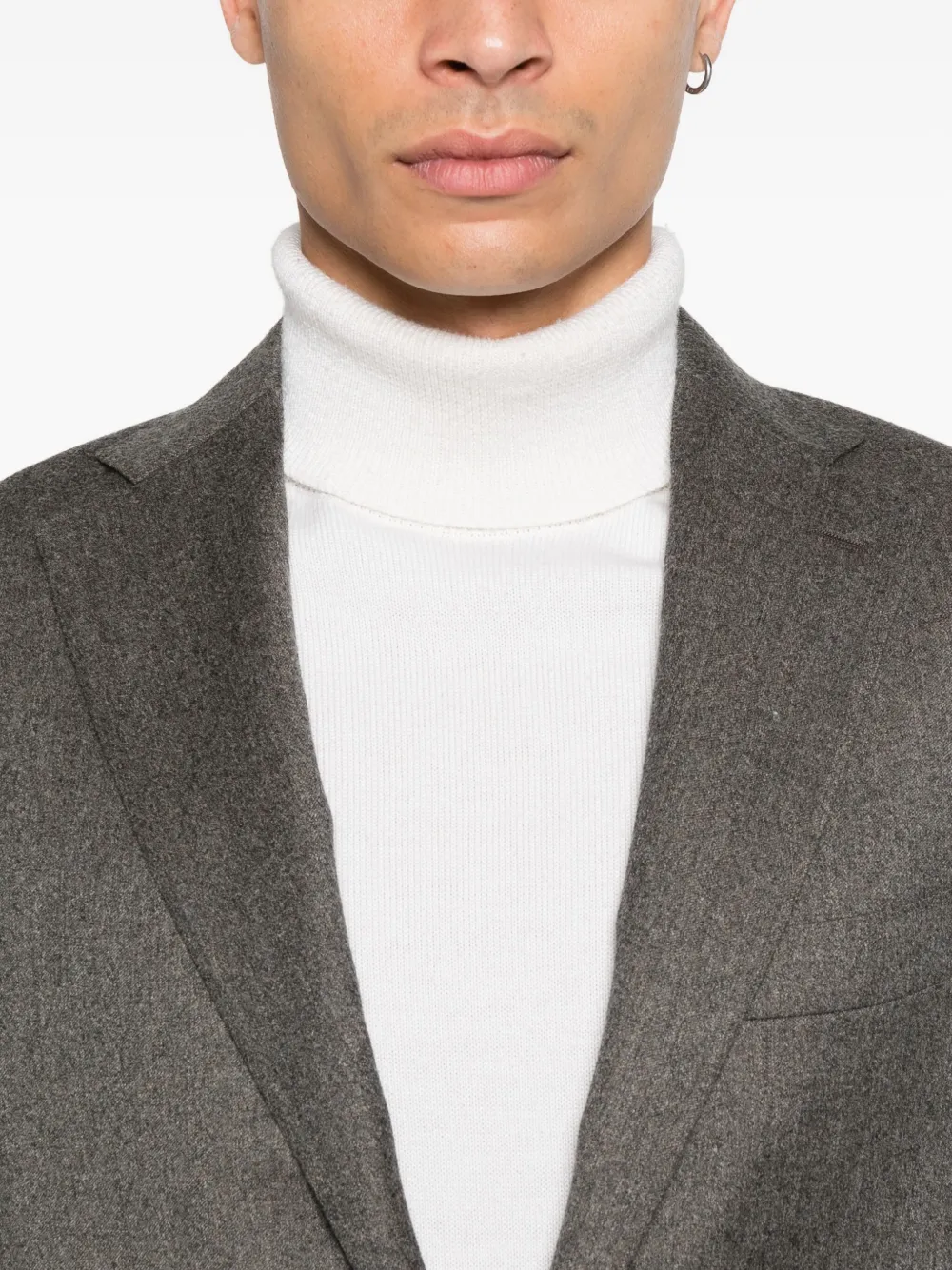 Canali Wollen pak met visgraatpatroon Bruin