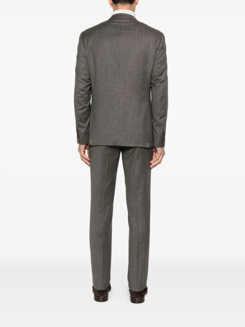 Canali Herringbone Wool Suit In Gray