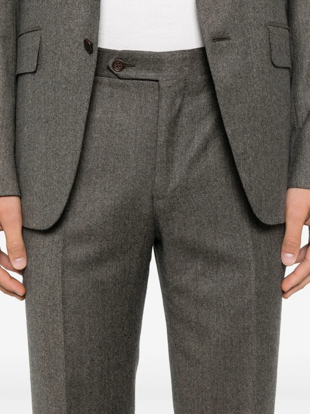 Canali Wollen pak met visgraatpatroon Bruin