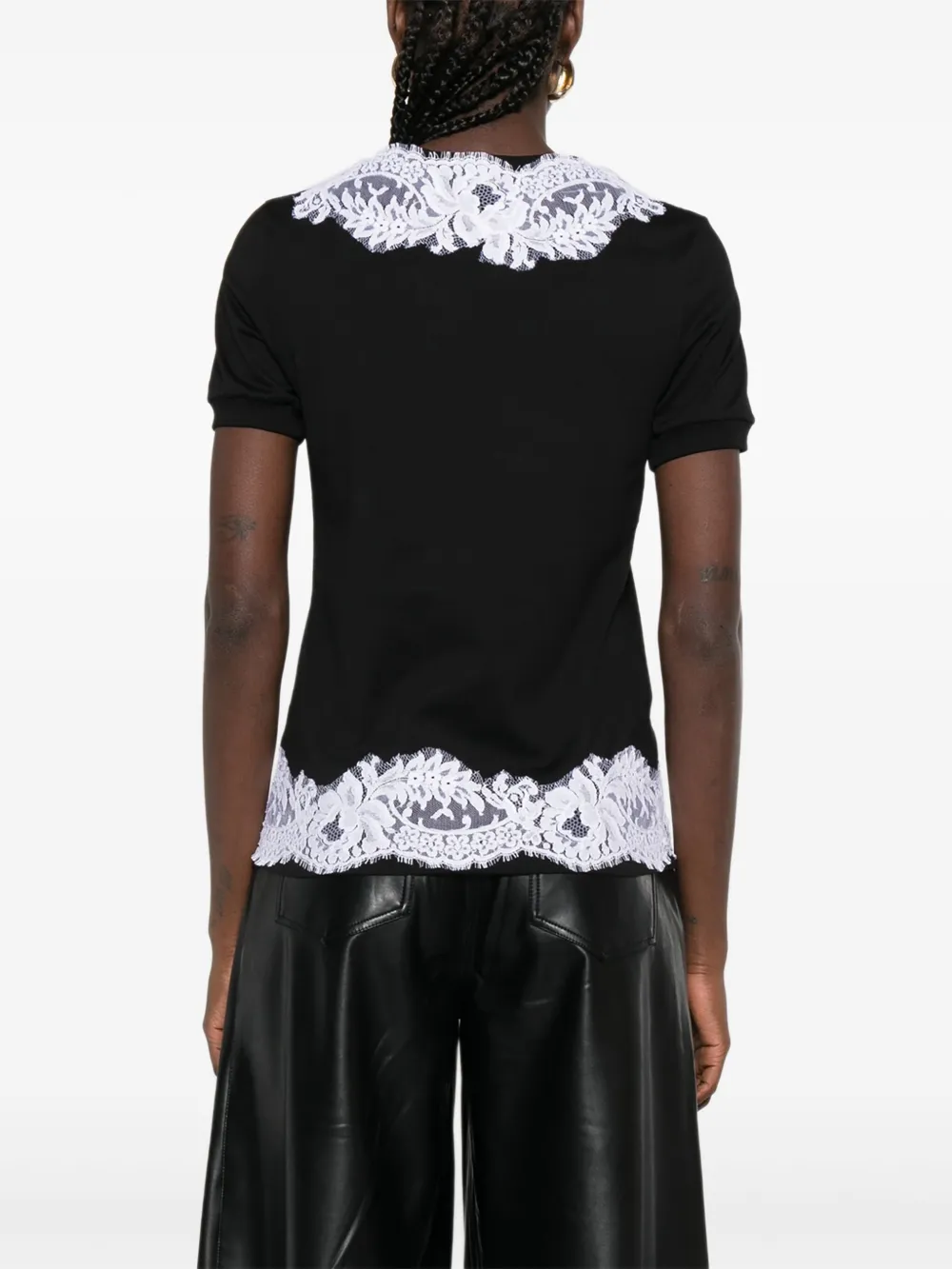 Dolce & Gabbana Lace-trimmed Cotton T-shirt In Black