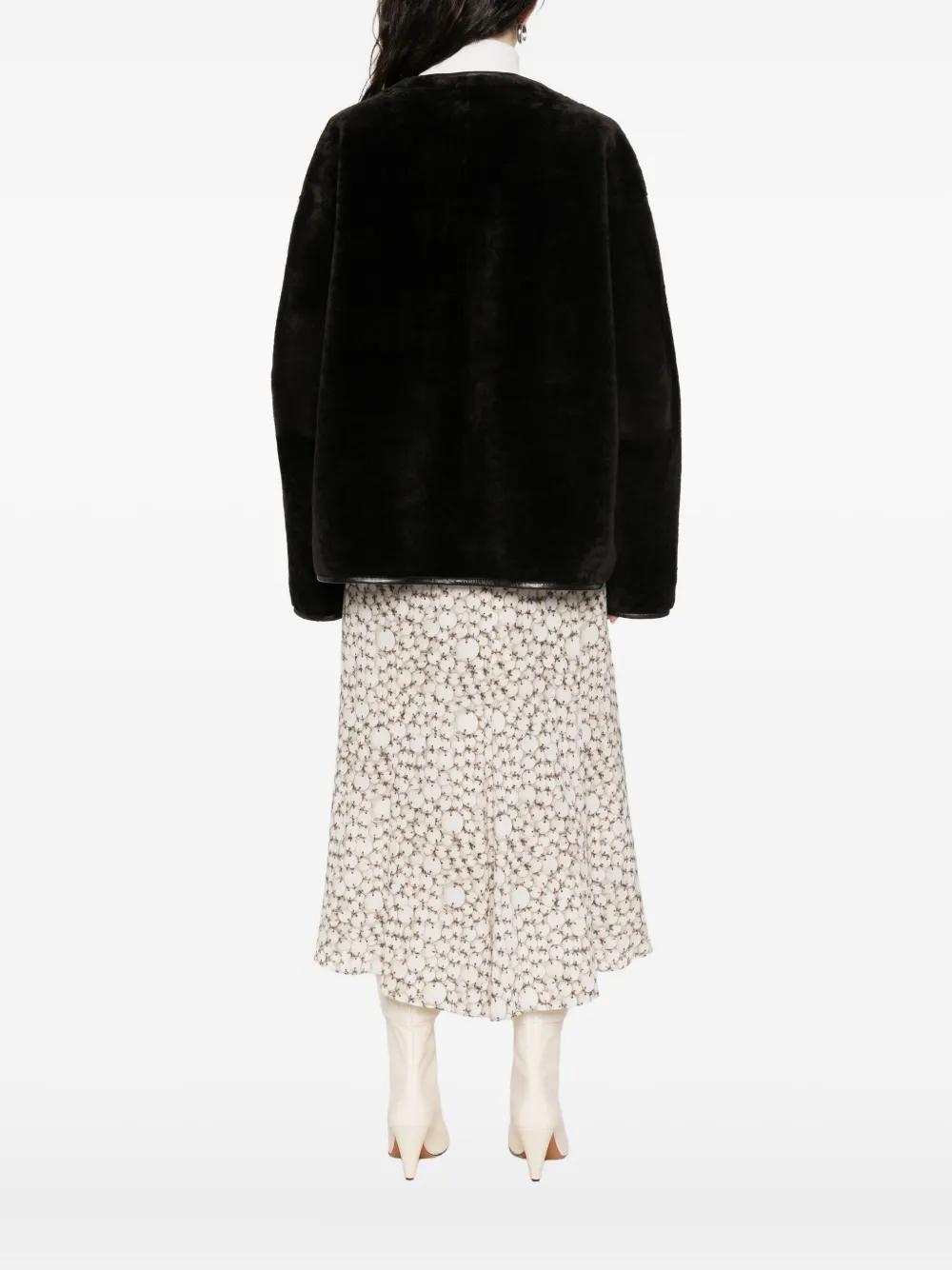 Utzon Jod Button-fastening Shearling Jacket In Brown