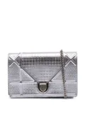 Christian Dior Pre-Owned 2018 Metallic Patent Microcannage Diorama Wallet on Chain crossbody bag - Silver