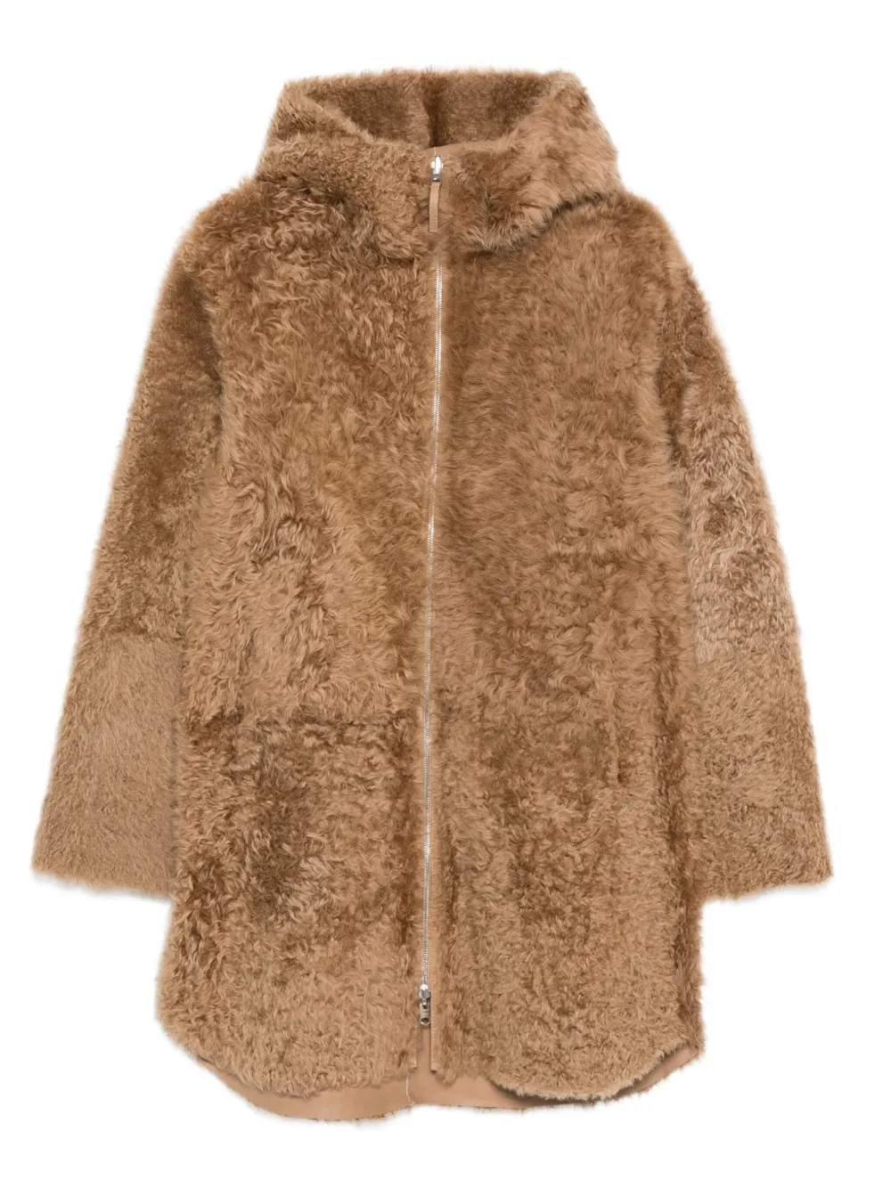 Utzon Joli hooded shearling coat | Neutrals | Image 1