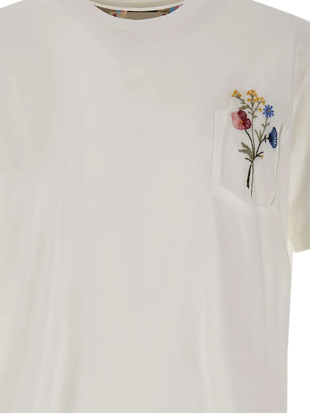 BOB floral-embroidered pocket T-shirt Wit