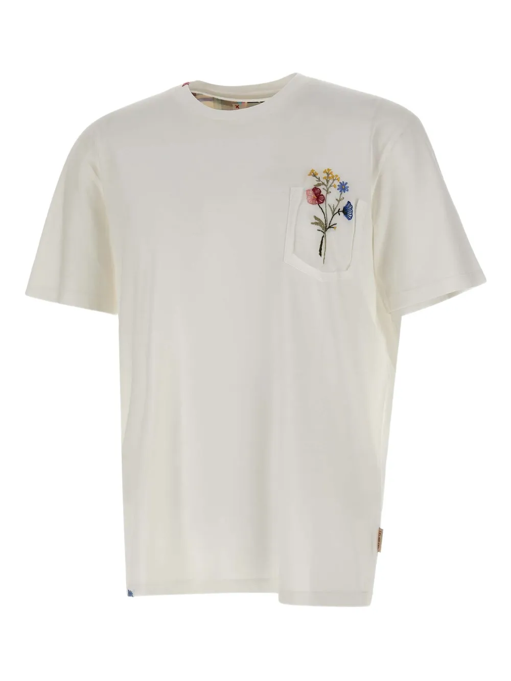 BOB floral-embroidered pocket T-shirt Wit