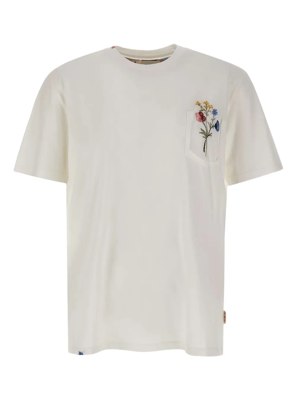 BOB floral-embroidered pocket T-shirt Wit