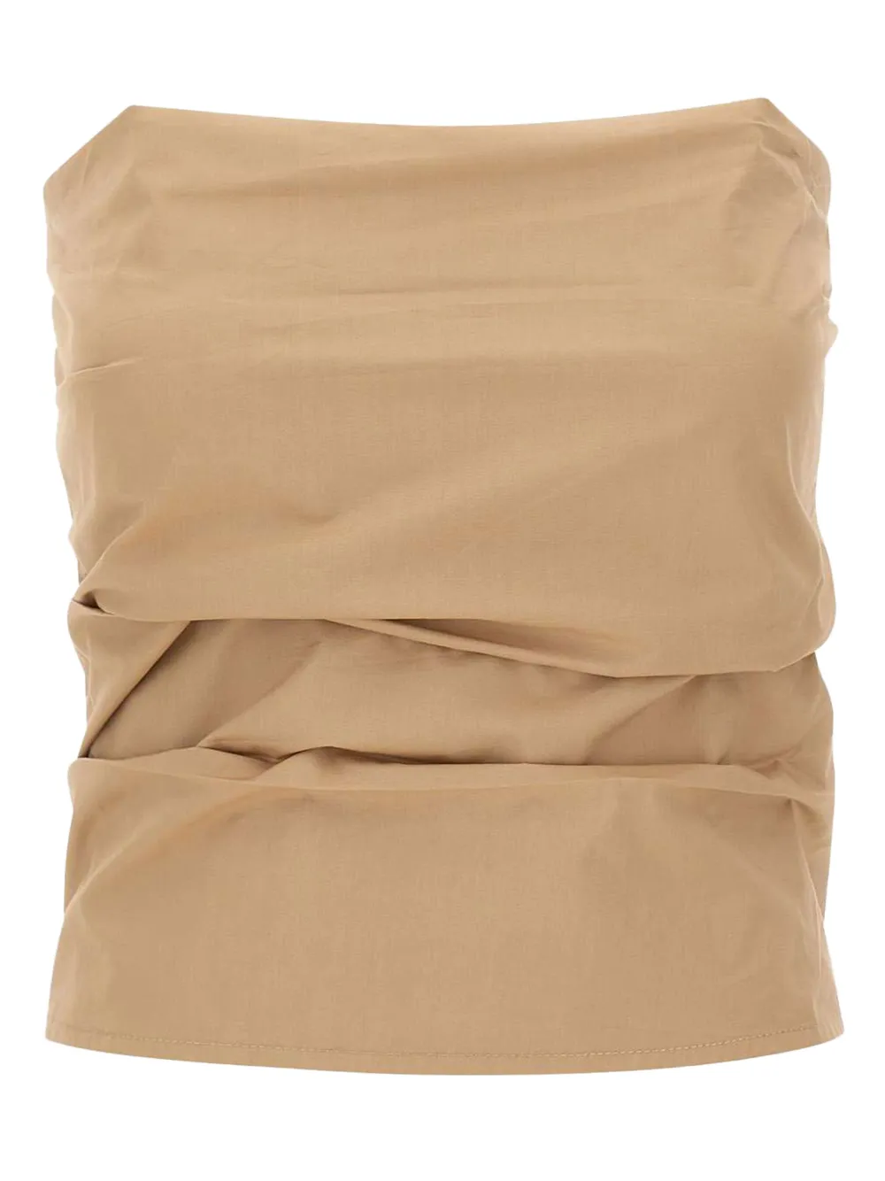 Kaos Elasticated-back Strapless Vest In Brown