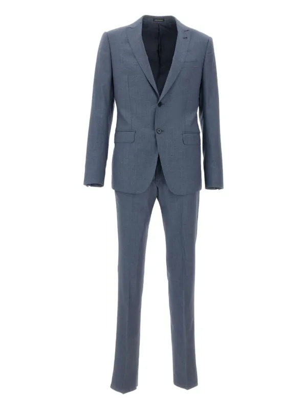 Emporio Armani ピークドラペル シングルスーツ | ブルー | FARFETCH JP