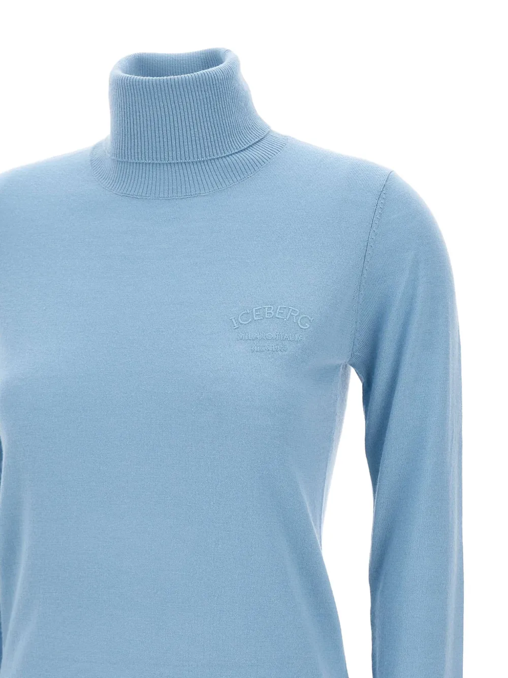 Iceberg logo-embroidered turtleneck sweater Blauw