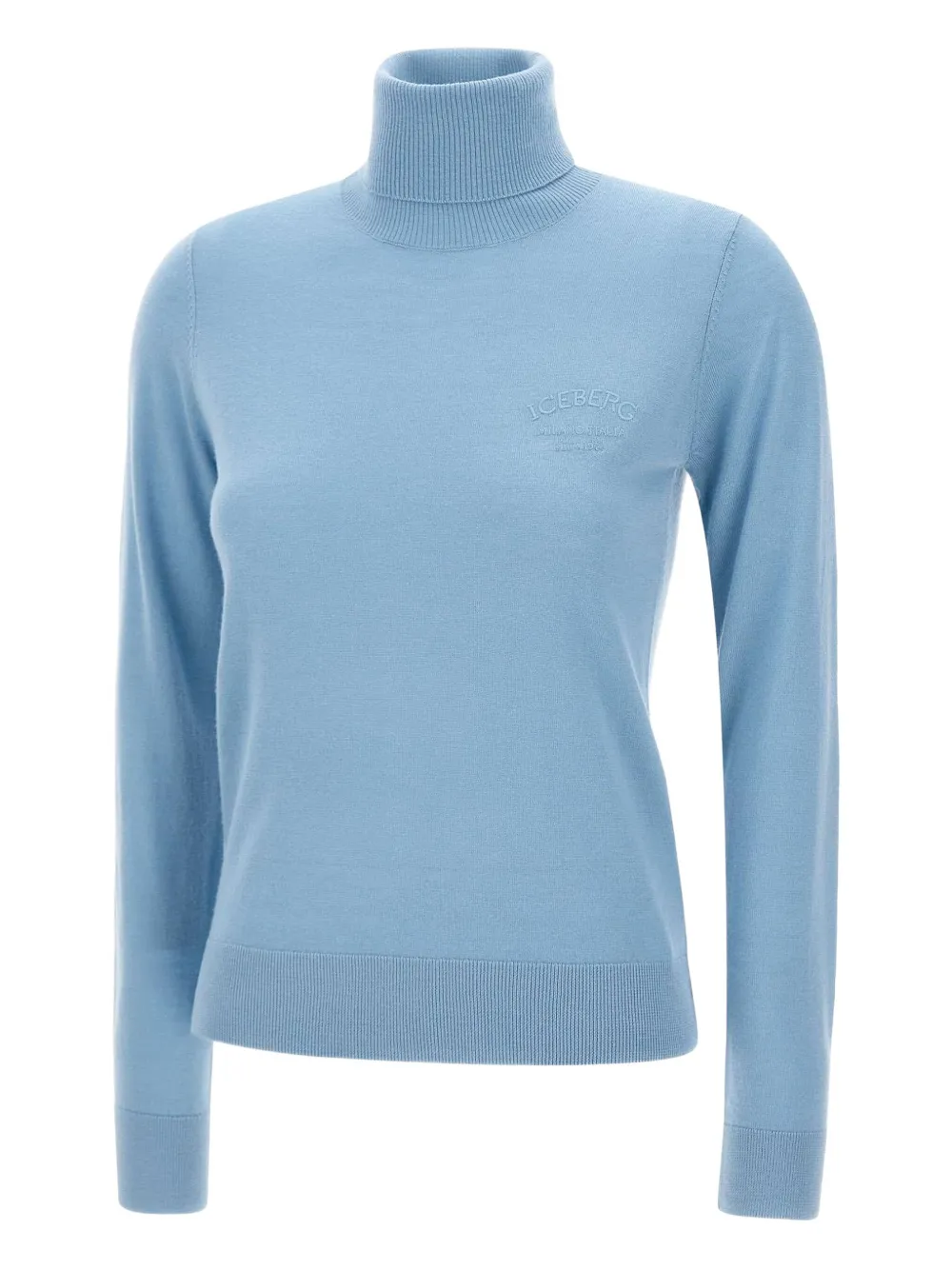 Iceberg logo-embroidered turtleneck sweater Blauw
