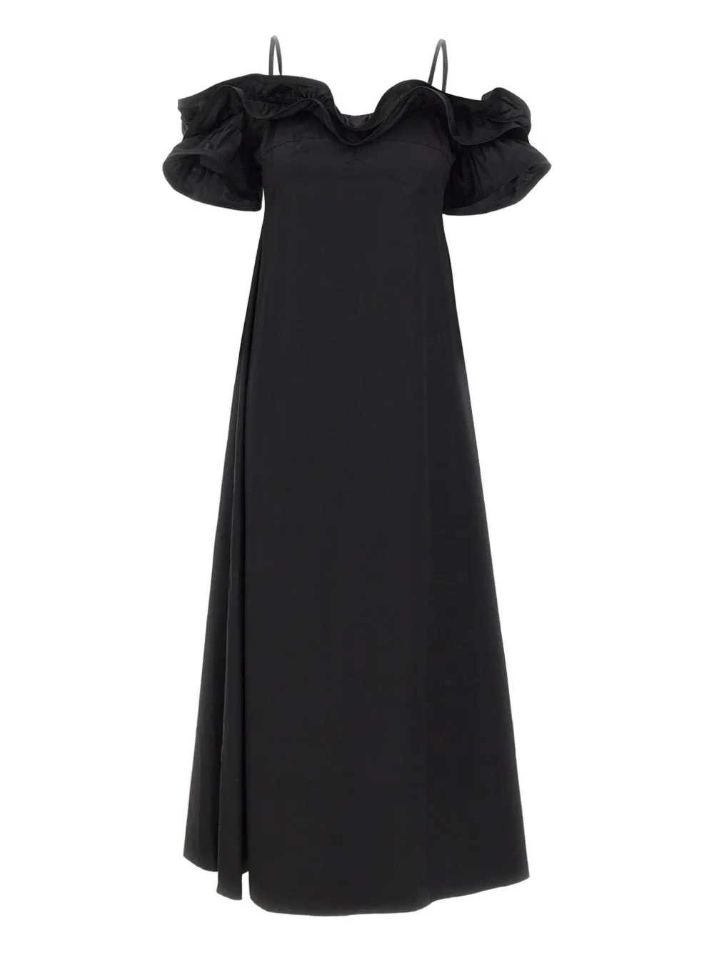 ruffled shoulder-details day dress