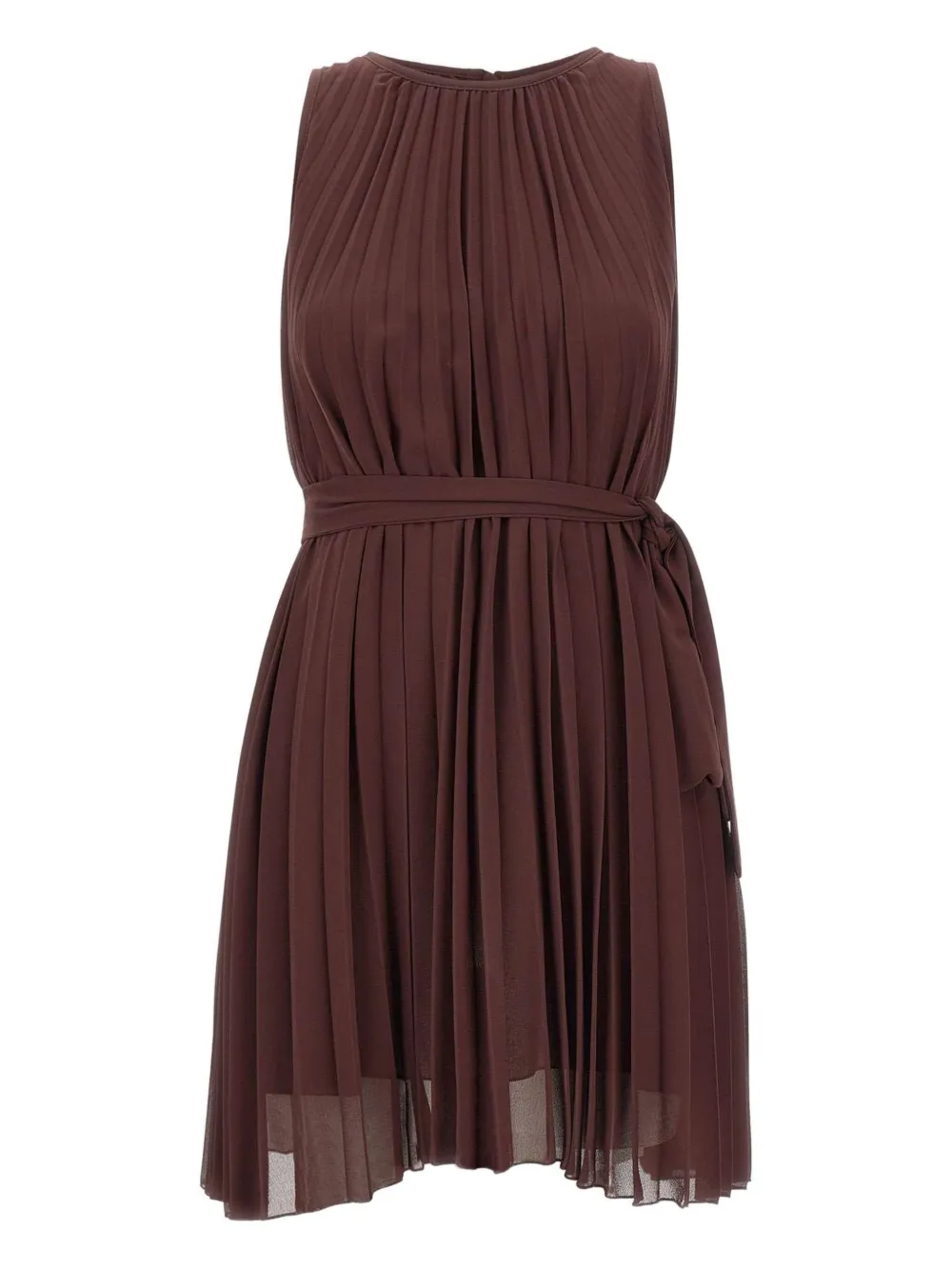pleated belted mini day dress