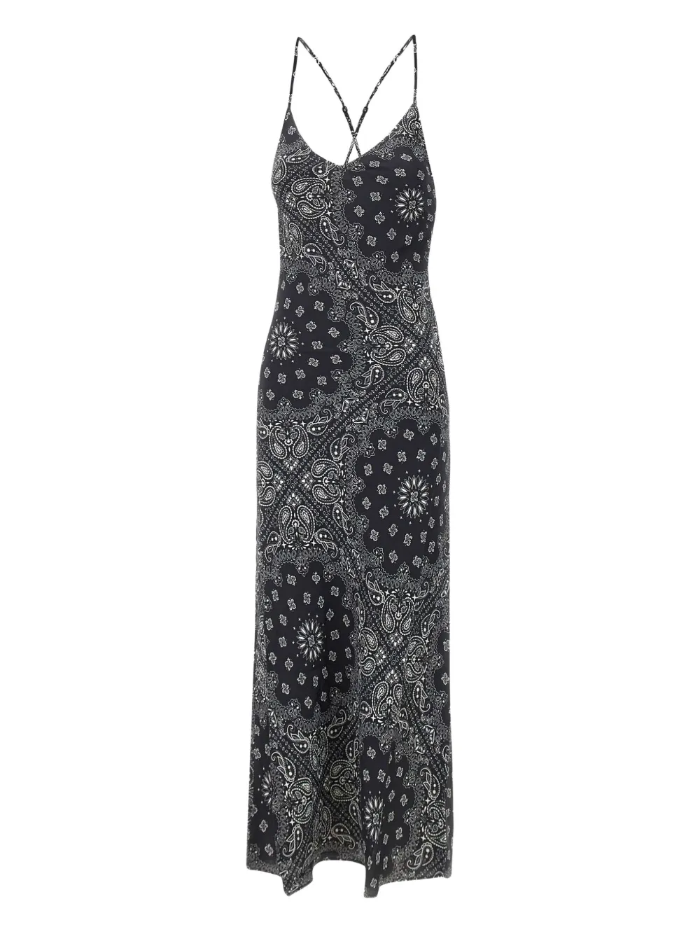 Mc2 Saint Barth Paisley-print Slip Day Dress In Black