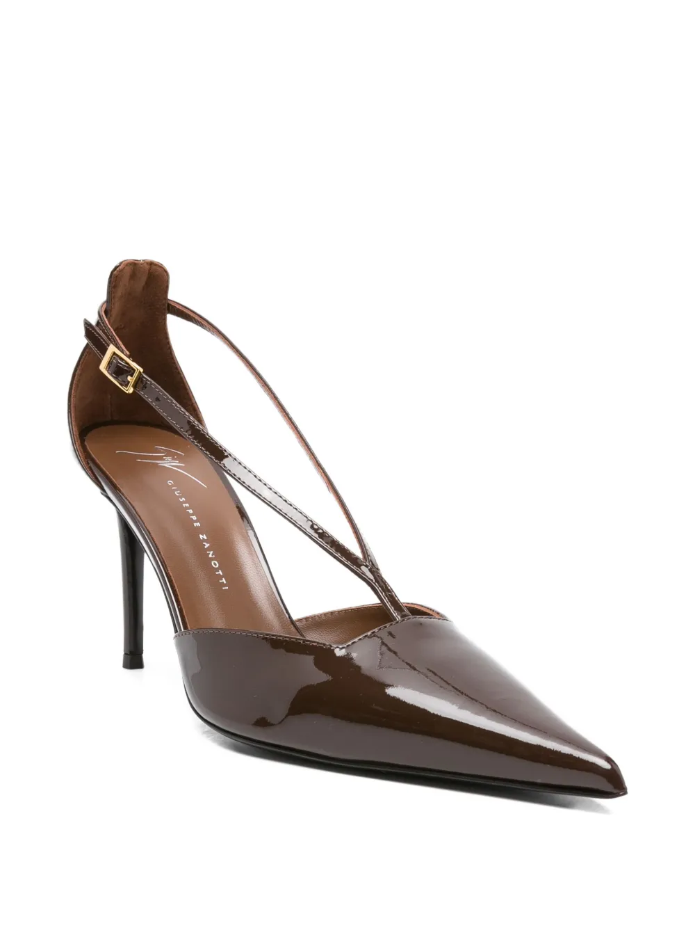 Giuseppe Zanotti 80mm patent leather ankle-strap pump Brown