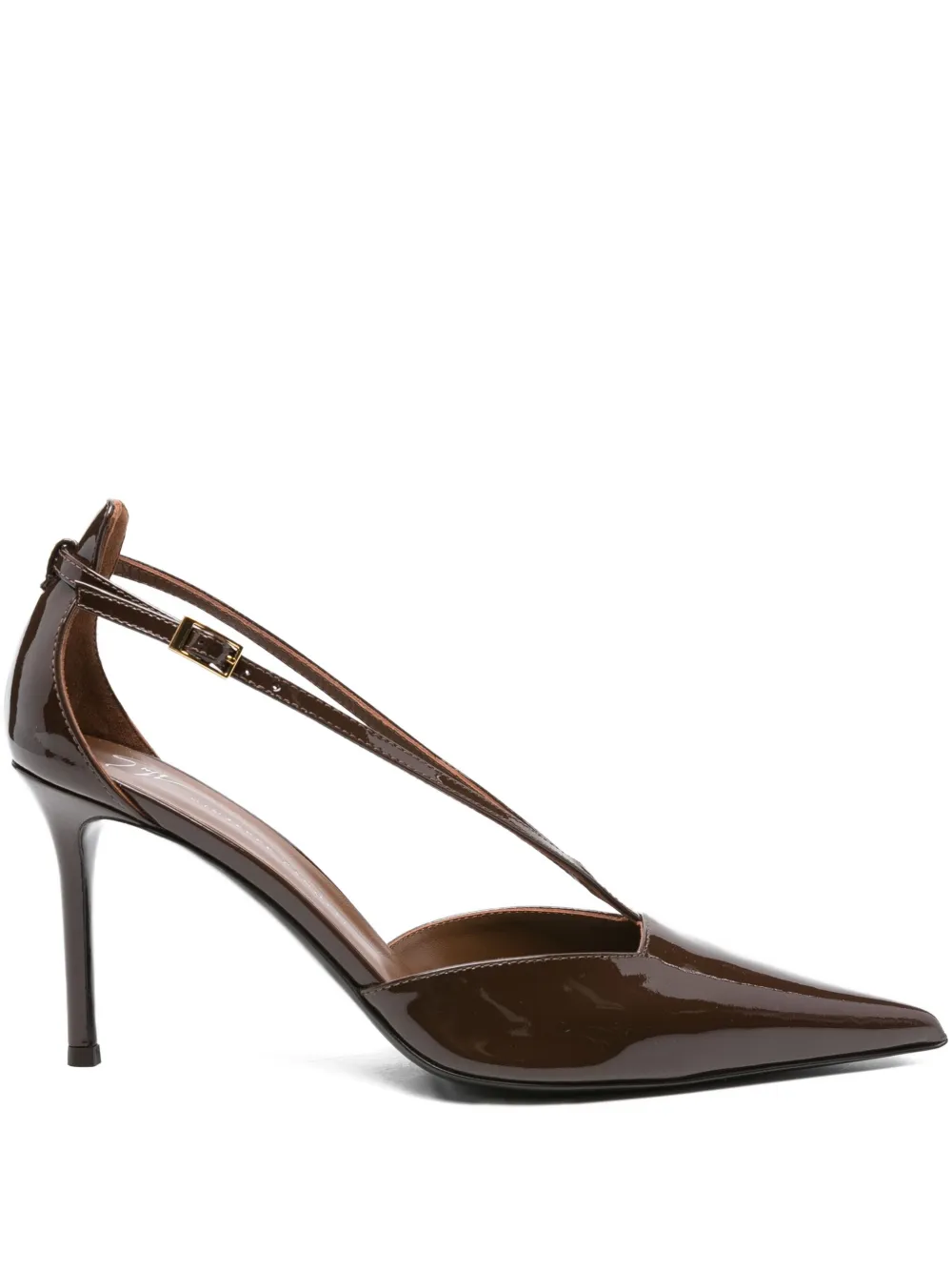 Giuseppe Zanotti 80mm patent leather ankle-strap pump Brown