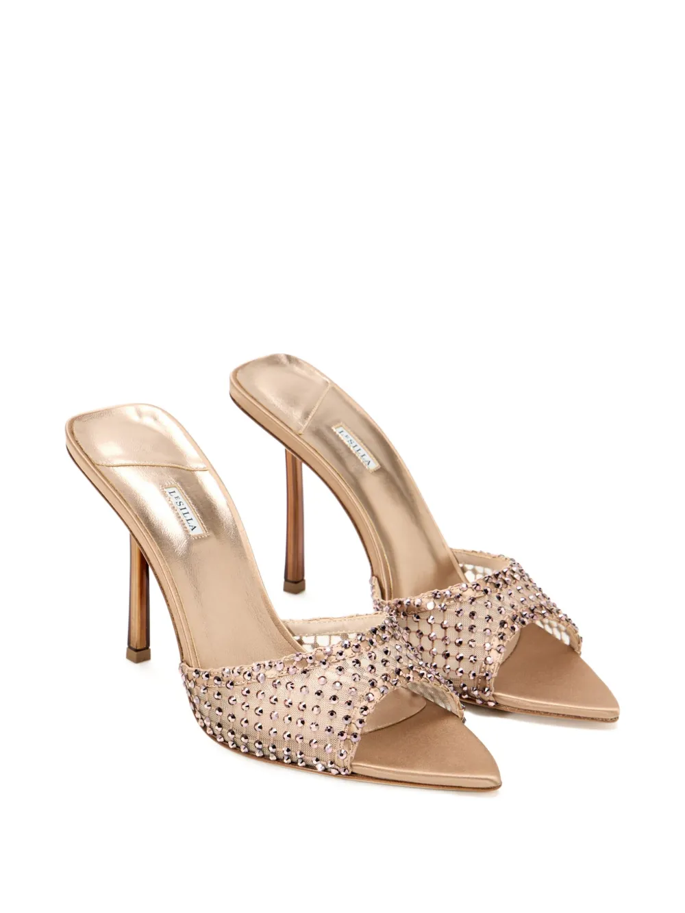 Le Silla 105mm crystal-embellished satin sandals Neutrals