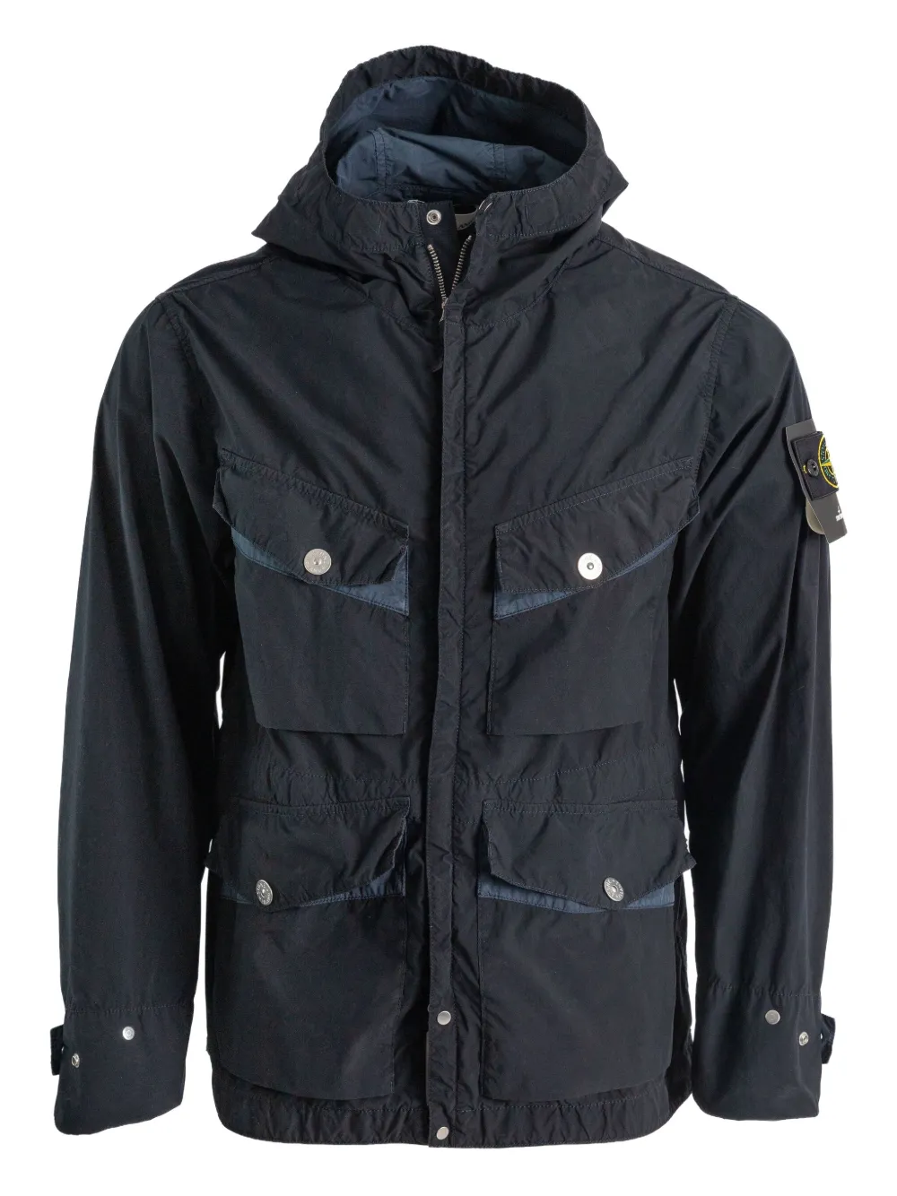 Stone Island hooded flap-pocket jacket Blauw