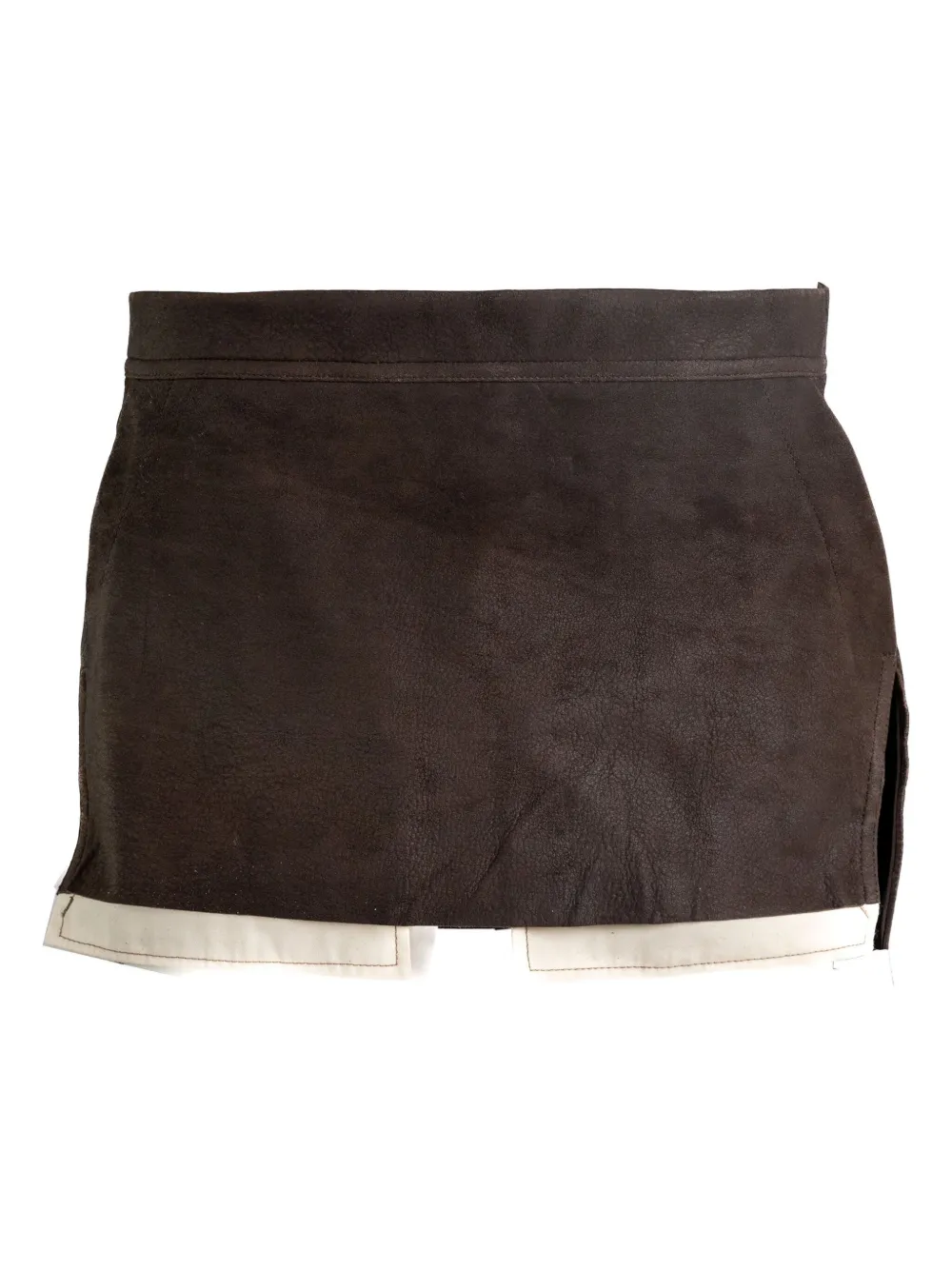 Rick Owens Rear-zip Suede Skirt In Brown
