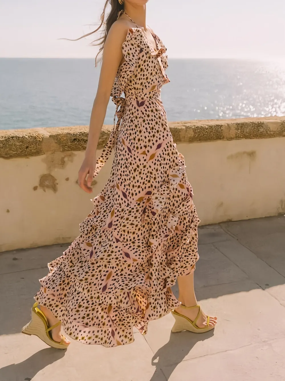 Cherubina Latika Ruffled Tiered Maxi Dress In Pink