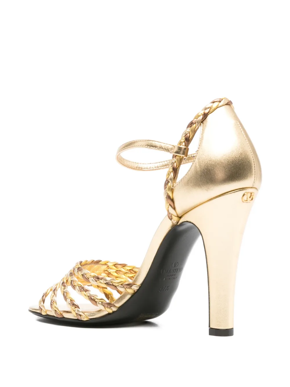 Valentino 100mm Hi Dolly Braided Sandals In Gold
