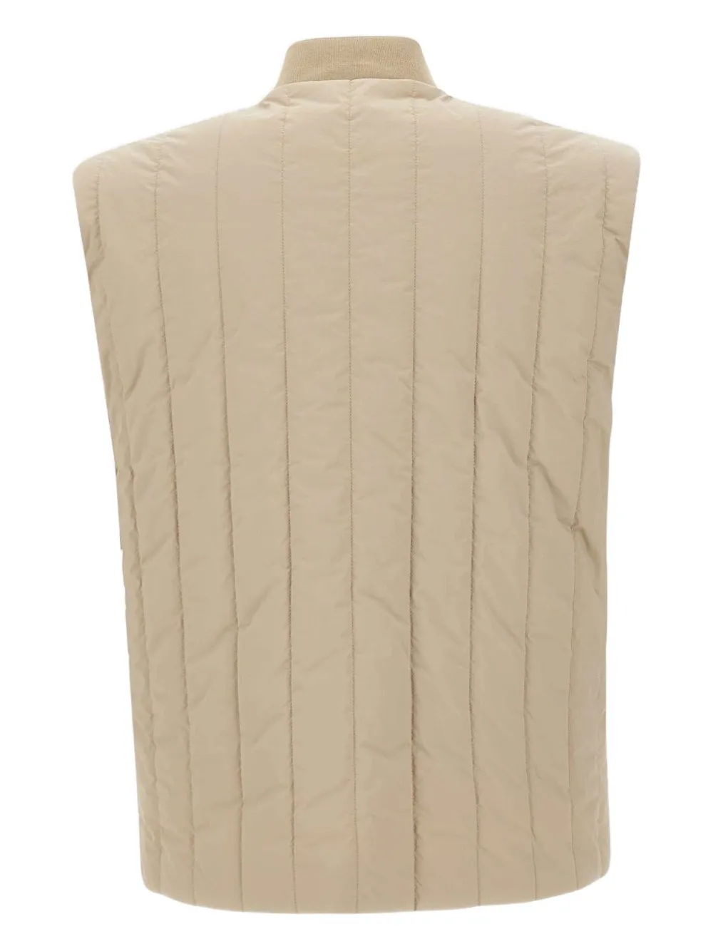 Hugo Boss Quilted Zip-front Gilet In Brown