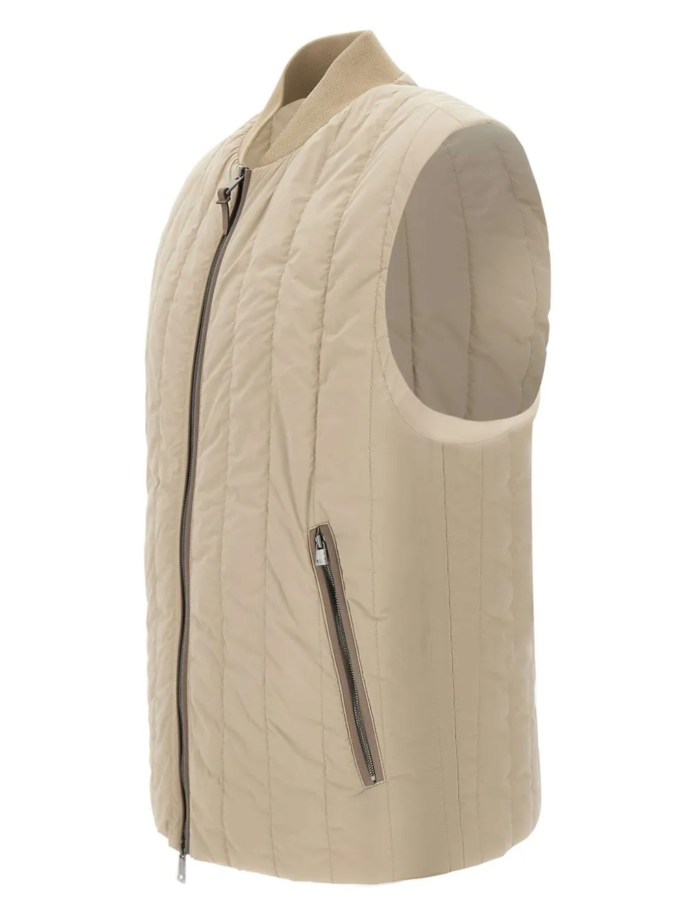 Hugo Boss Quilted Zip-front Gilet In Brown