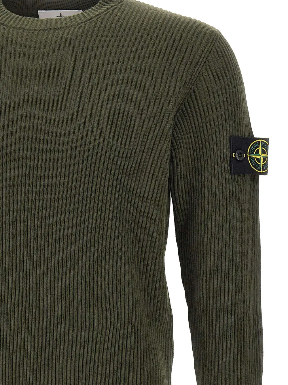 Stone Island 5100053 geribbelde trui met ronde hals Groen