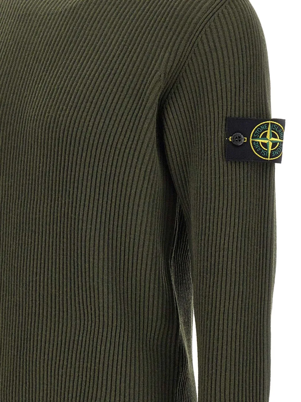 Stone Island 5100053 geribbelde trui met ronde hals Groen