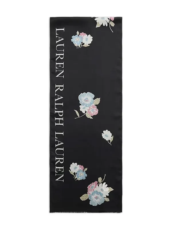 国内直営*Lauren Ralph Lauren*フローラル シルク スカーフ Lauren Ralph Lauren フローラル シルクスカーフ | ブラック