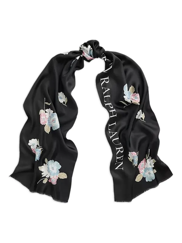 国内直営*Lauren Ralph Lauren*フローラル シルク スカーフ Lauren Ralph Lauren フローラル シルクスカーフ | ブラック