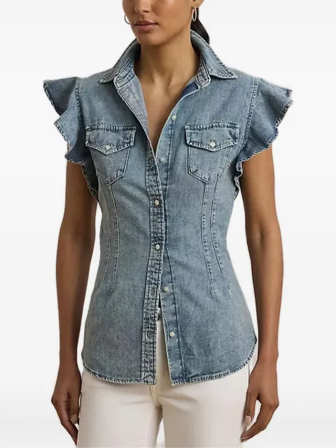 Lauren Ralph Lauren ruffle-sleeve denim blouse