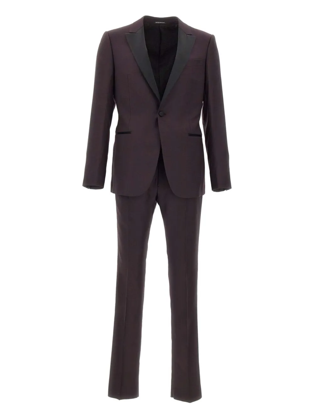 peaked-lapel satin-trimmed suit