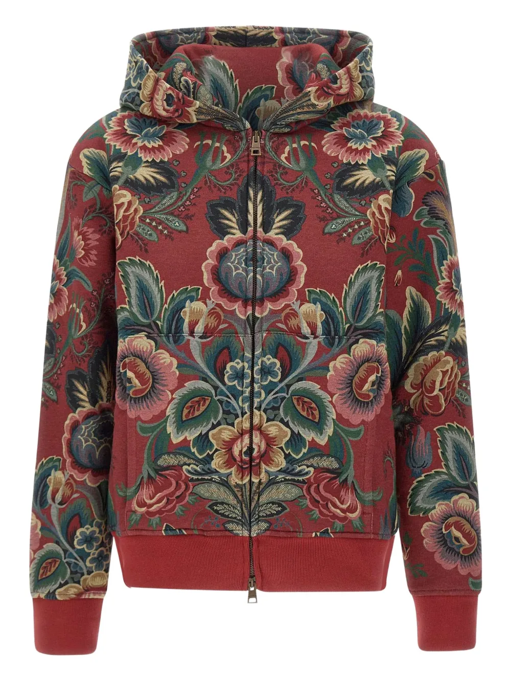 ETRO floral-print zip-up hoodie Rood
