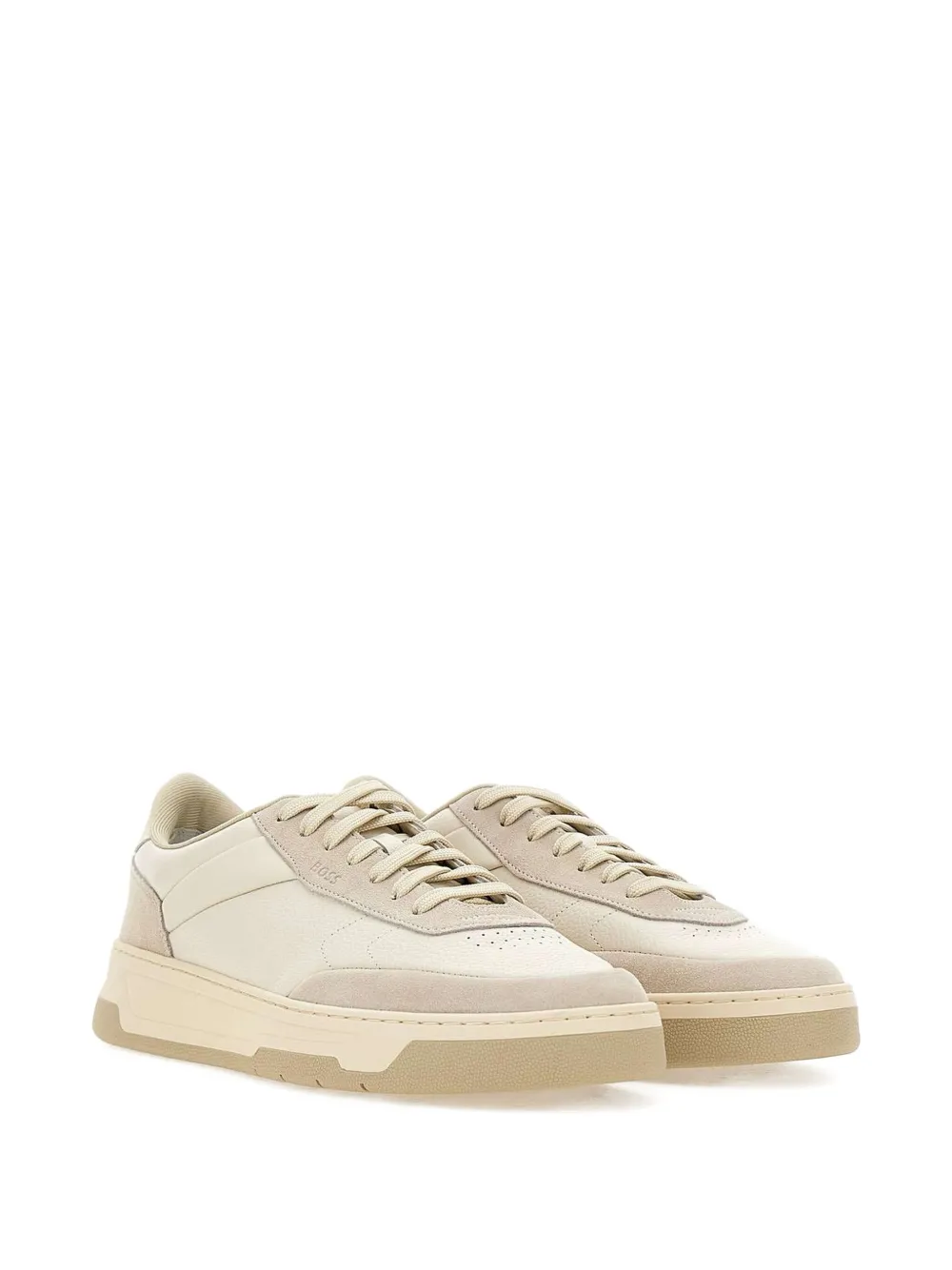 BOSS leather suede sneakers White