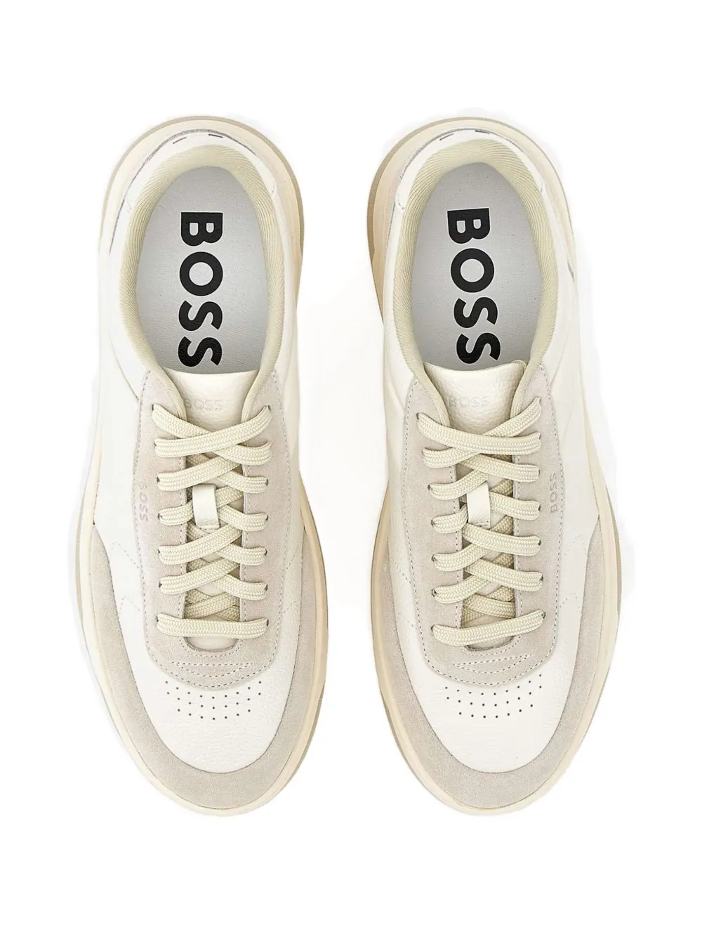 BOSS leather suede sneakers White