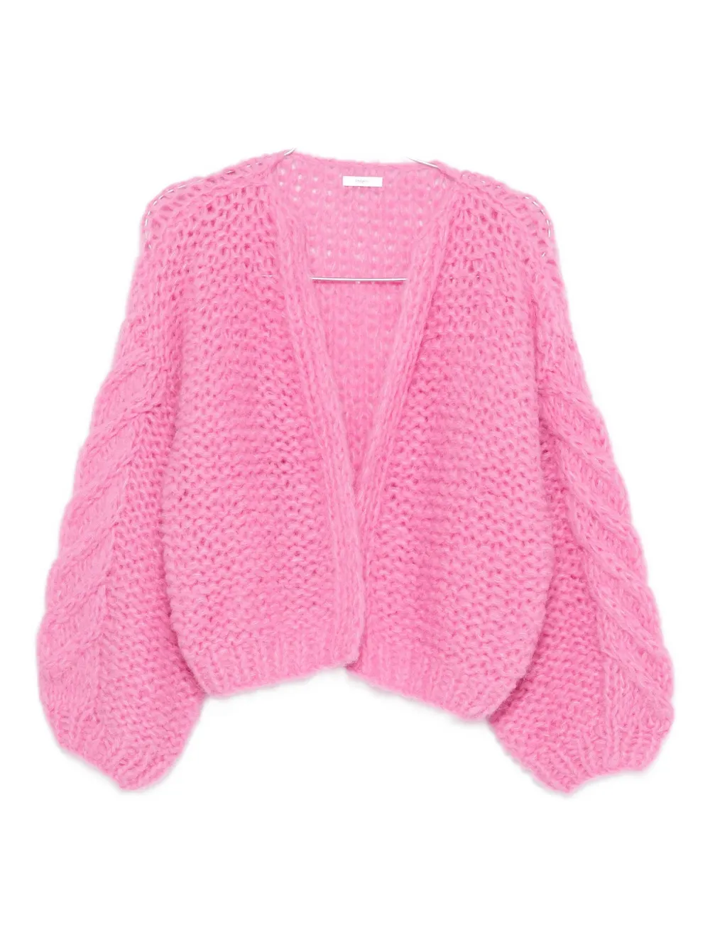 balloon-sleeve cable-knit cardigan