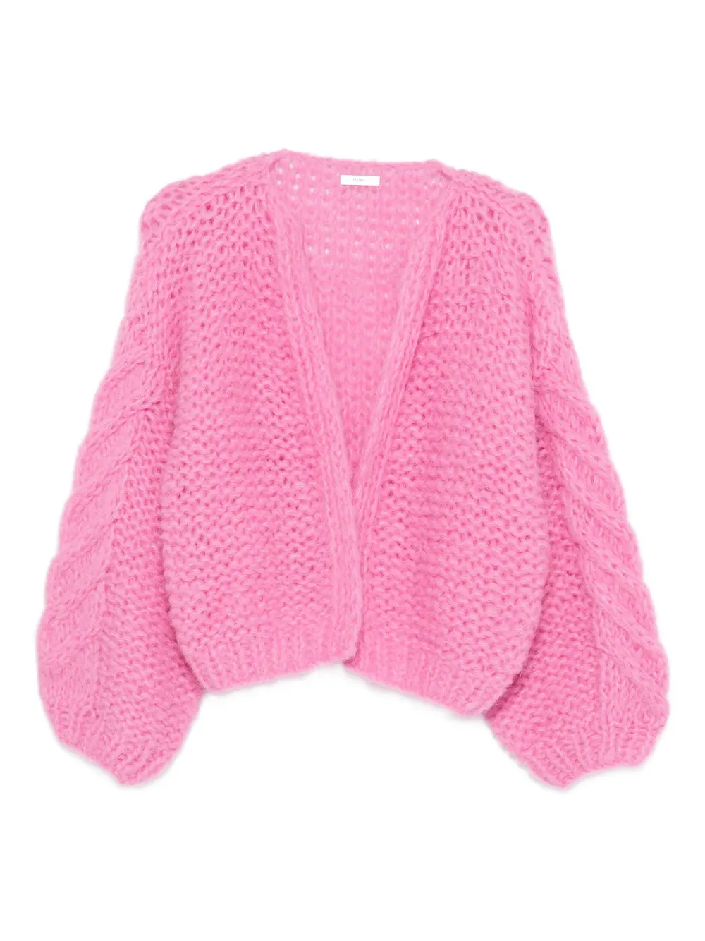 balloon-sleeve cable-knit cardigan
