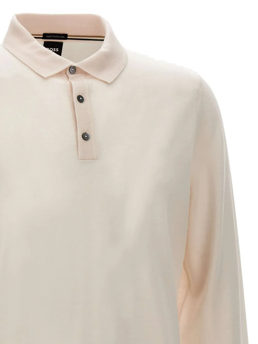 BOSS Poloshirt met drie knopen en lange mouwen 131 WHITE