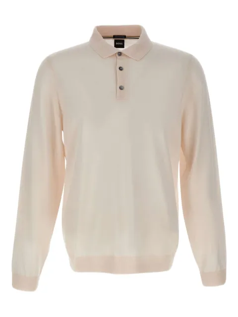 BOSS long-sleeve three-button polo shirt