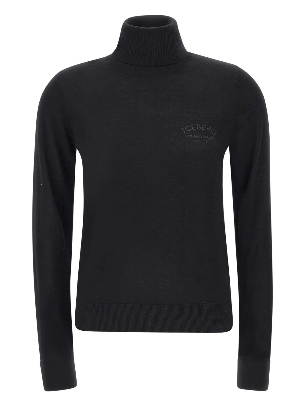 Iceberg logo-embroidered turtleneck sweater Zwart